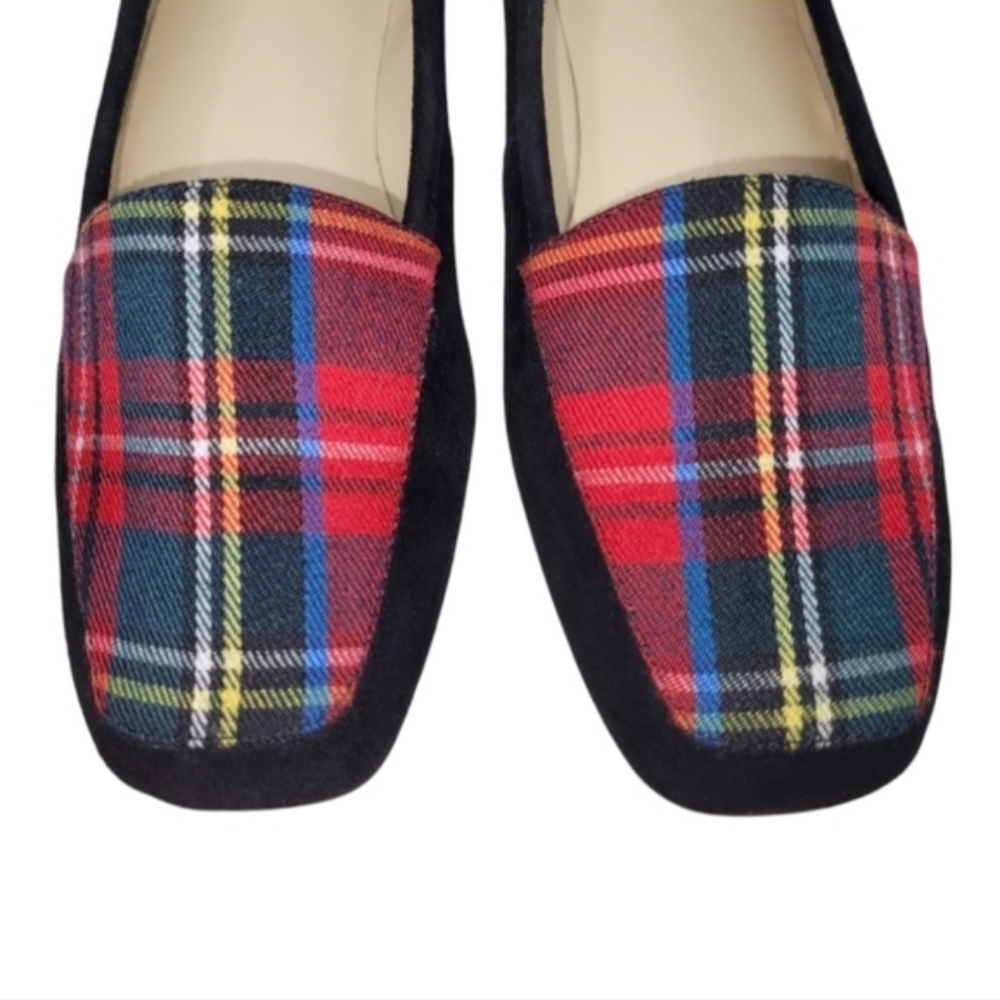 BANDOLINO Liberty  Women's Black Suede Leather Plaid Loafer Flat Shoes - Picture 6 of 9